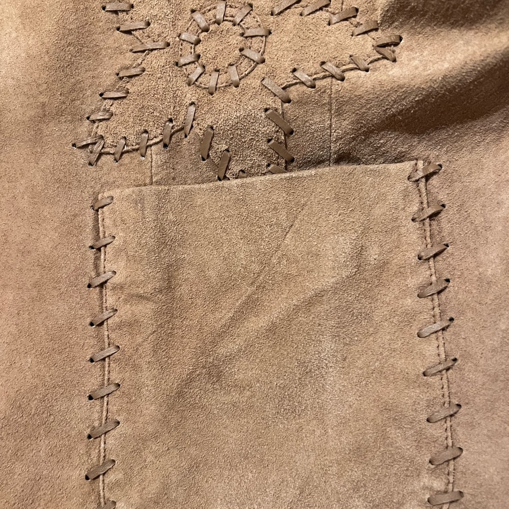 Coldwater Creek tan suede whipstitch daisy jacket - Picture 6 of 9